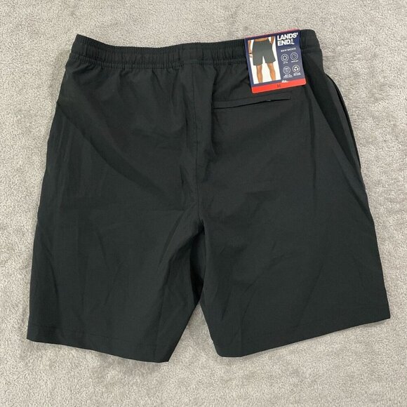 NEW Lands End Mens Size M Elastic Waist Drawstring Swim Shorts Black - Picture 2 of 9